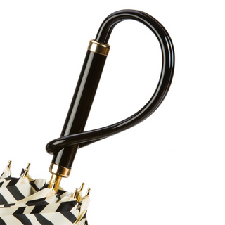 Ivory zebra print acetate handle luxury women's umbrella canopy detail