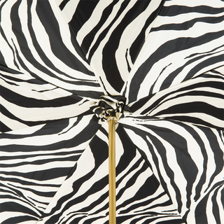 Ivory zebra print acetate handle luxury women's umbrella top view