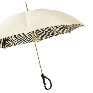 Ivory zebra print acetate handle luxury women's umbrella side view