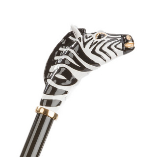 Designer zebra enameled brass handmade Italian umbrella top view