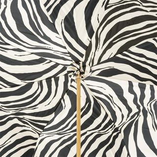 Designer zebra enameled brass handmade Italian umbrella open canopy