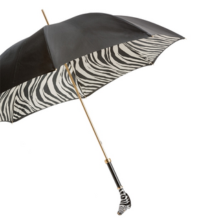 Designer zebra enameled brass handmade Italian double cloth umbrella side