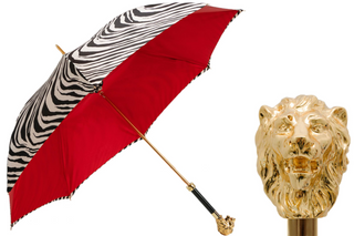 Zebra lion print luxury Italian women's umbrella front view