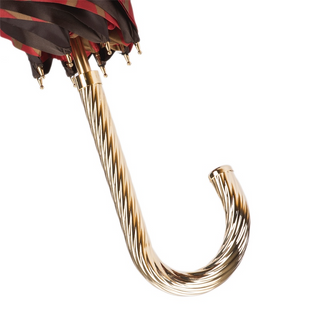Red giraffe print brass handle luxury women's umbrella canopy detail