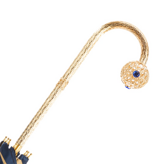 Luxury blue dahlia handmade Italian double cloth brass umbrella canopy