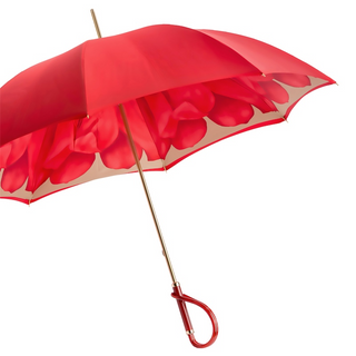 Luxury red handmade Italian double cloth acetate handle umbrella side