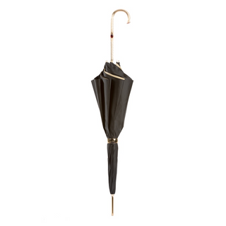 Floral print brass handle handmade Italian umbrella close-up
