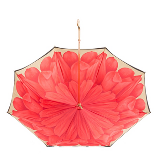 Handmade Italian floral umbrella brass handle side detail