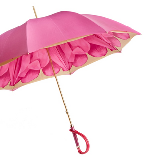 Fuchsia dahlia double cloth polyester manual umbrella side view