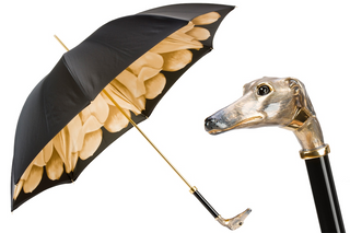 Greyhound handmade Italian enameled brass manual luxury umbrella front