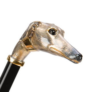 Greyhound handmade Italian enameled brass manual umbrella top view