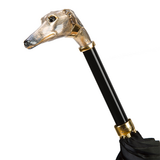 Greyhound handmade Italian enameled brass manual umbrella canopy