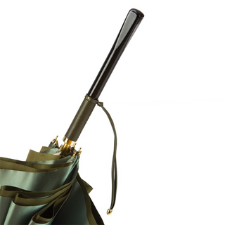 Designer green double cloth Italian wooden handle umbrella canopy