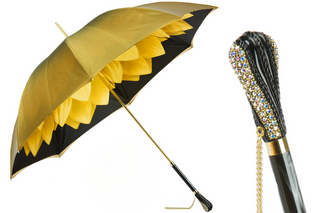 Luxury gold Swarovski double cloth Italian women's umbrella front view