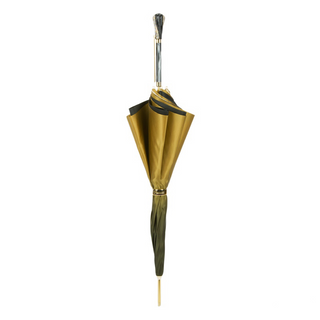 Luxury gold Swarovski double cloth Italian women's umbrella close-up handle detail