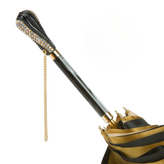 Luxury gold Swarovski double cloth Italian women's umbrella open canopy