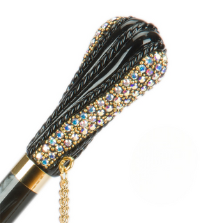 Luxury gold Swarovski double cloth Italian women's umbrella canopy detail