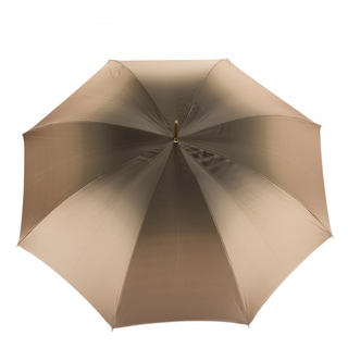 Ivory double cloth striped interior leather handle handmade Italian umbrella top
