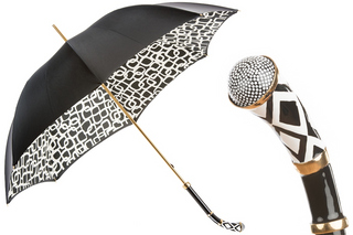 Manual geometric pattern enameled brass handmade Italian umbrella front