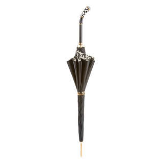Manual geometric pattern enameled brass handmade Italian umbrella close-up