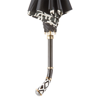 Manual geometric pattern enameled brass umbrella top view