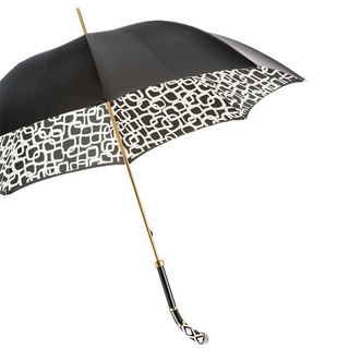 Manual geometric pattern enameled brass handmade Italian umbrella side