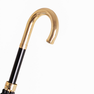 Beige geometric brass handle handmade Italian water-resistant umbrella detail