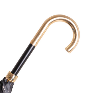 Beige geometric brass handle handmade Italian water-resistant umbrella canopy