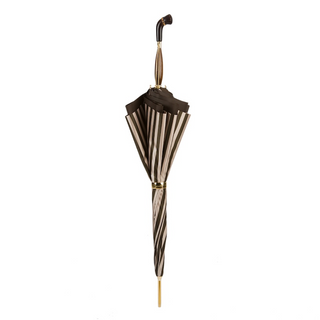 Striped handmade Italian luxury Swarovski crystals wooden handle umbrella close-up