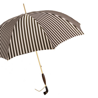 Striped handmade Italian luxury Swarovski crystals wooden handle umbrella side