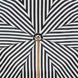 Ivory black striped acetate handle handmade Italian umbrella open canopy