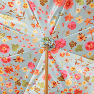 Jeweled brass manual floral handmade Italian umbrella top view