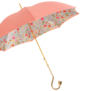 Jeweled brass manual floral handmade Italian polyester umbrella side