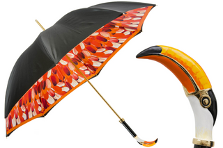 Toucan handmade Italian enameled brass manual polyester umbrella front