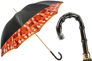 Orange brush strokes handmade Italian double cloth acetate handle umbrella front