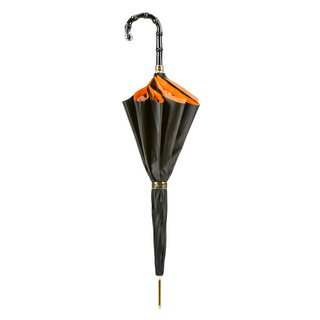 Orange brush strokes handmade Italian double cloth acetate umbrella close-up