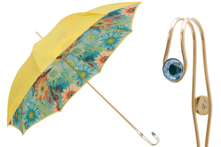 Summer sunflowers handmade Italian double cloth brass handle umbrella front