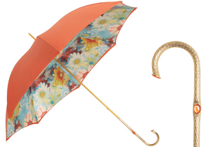 Sunflower handmade Italian double cloth brass handle umbrella front view