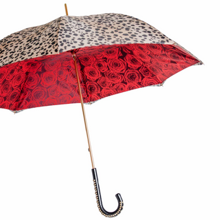 Handmade Italian leather double cloth luxury women's umbrella side view