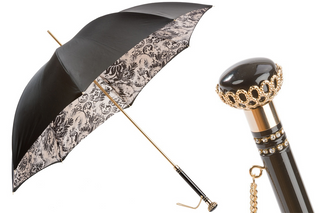 Floral doodles double cloth jeweled handle handmade Italian umbrella front