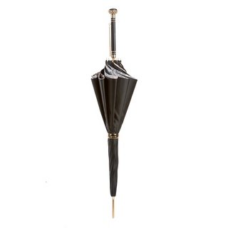 Floral doodles double cloth jeweled handle handmade Italian umbrella close-up