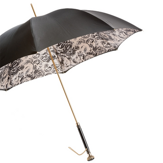 Floral doodles double cloth jeweled handle handmade Italian umbrella side