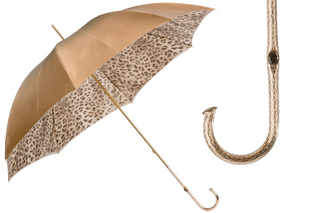 Leopard ivory brass handle luxury Italian women's umbrella front view