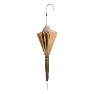 Leopard ivory brass handle luxury Italian women's umbrella close-up handle detail