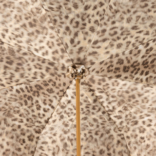 Leopard ivory brass handle luxury Italian women's umbrella open canopy