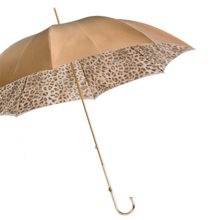 Leopard ivory brass handle luxury Italian women's umbrella side view