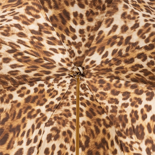 Leopard print luxury umbrella Swarovski crystal handle open canopy