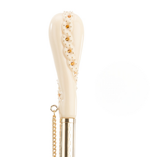 Leopard print luxury umbrella Swarovski crystal handle canopy detail