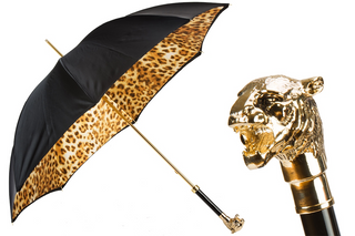 Double cloth metal handle luxury Italian women's umbrella front view