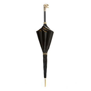 Double cloth metal handle luxury Italian women's umbrella close-up handle detail